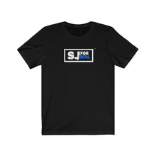 Load image into Gallery viewer, SJ For Real White/Dark Blue Logo Unisex T-Shirt